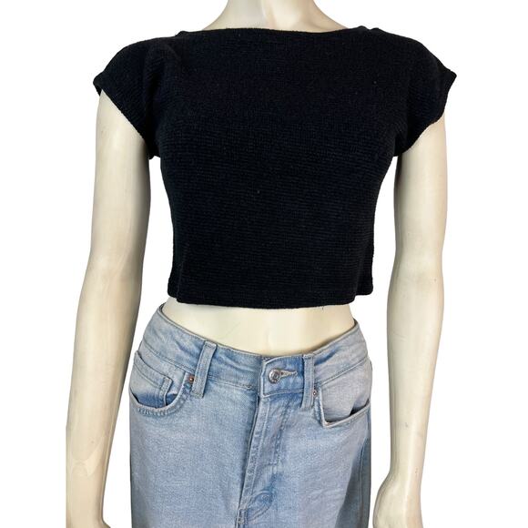 Tobi Womens Blouse Shirt Top Crop Top Stretch Ribbed retro S Small - Picture 7 of 10